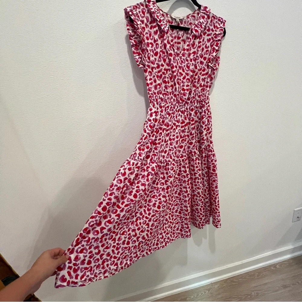 Tucker NYC Silk Blend Women’s Midi Dress White Red Cinched Waist With Pockets M - Picture 5 of 16